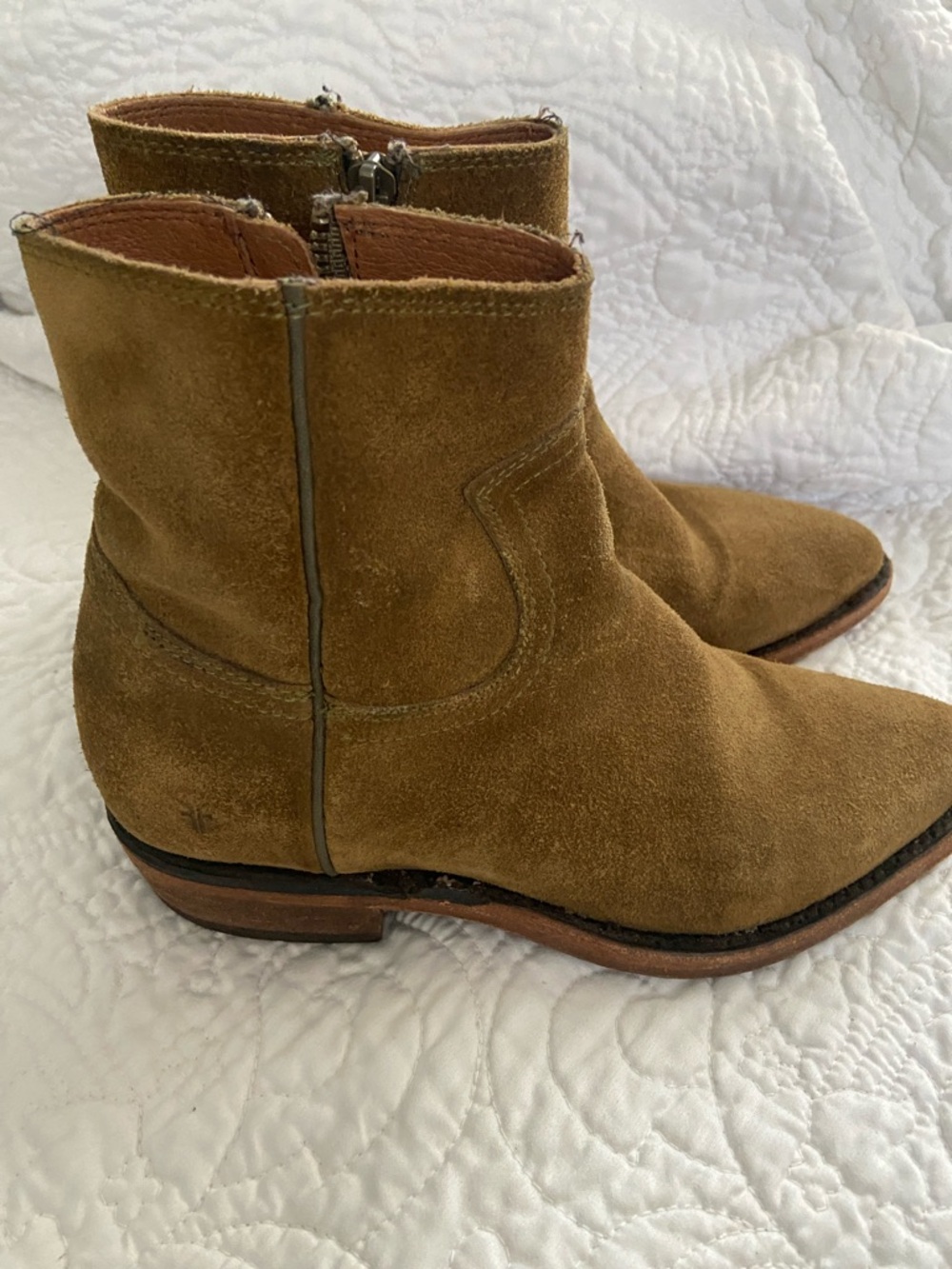 Frye Tan Suede Ankle Boots